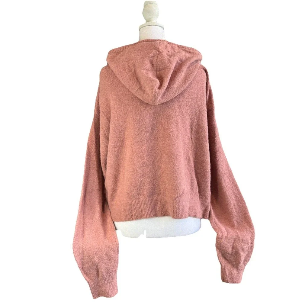 SO Juniors Hoodie XL Pink Eyelash Plush Yard Blush Crop Loungewear Womens NWT